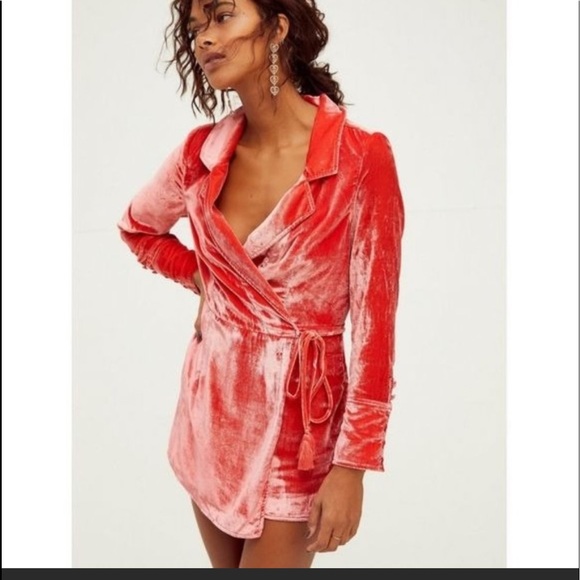 Free People Pants - FREE PEOPLE Viola Velvet Long Sleeves Wrap Romper.Size S